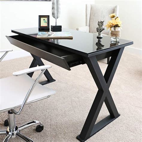 The sleek styling of the metal frame and arms displays a shiny chrome finish. Xtra 48" Wide Black Finish Modern Computer Desk - #6C208 ...