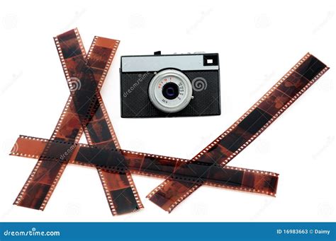 The Old Film Camera And Negative Film Stock Image Image Of 35mm