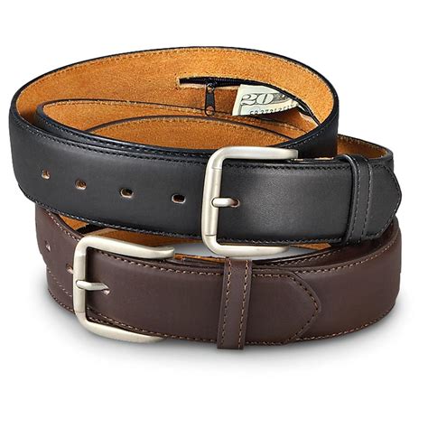 Belt features a hidden interior zipper & crome buckle. 2 - Pk. Leather Money Belts, 1 Black / 1 Brown - 149032, Belts & Suspenders at Sportsman's Guide