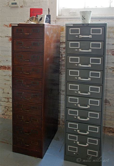 It looks exactly like a file cabinet, except that it's tiny, so it can easily fit on your desktop. Index Card File Cabinet Metal Wood Grain 10 drawers by Assedis (With images) | Filing cabinet ...
