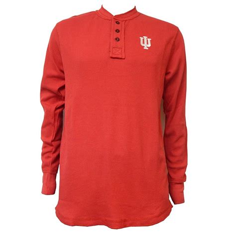 Indiana Hoosier Red Thermal Adult Men Waffle-Knit Long Sleeve T-Shirt