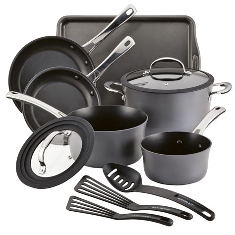 rachael ray cook create hard anodized nonstick cookware set 11 piece black