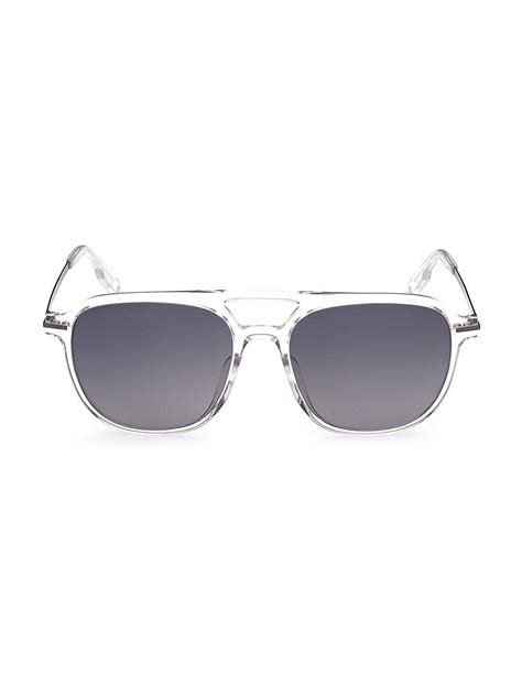 zegna pilot 55mm rectangular sunglasses white editorialist