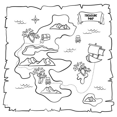 Printable Pirate Treasure Map Coloring Page Treasure Maps For Kids