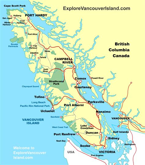 Vancouver Island Canada Map Vancouver Island Rv Parks Map Map Of