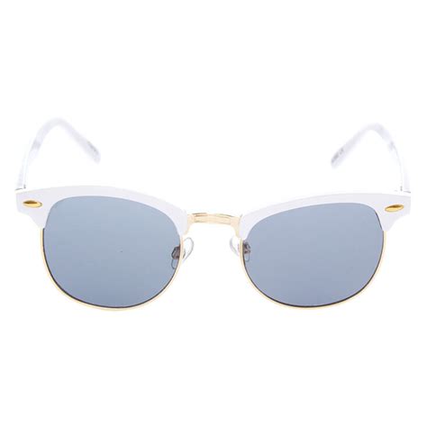 gold retro browline sunglasses white claire s us