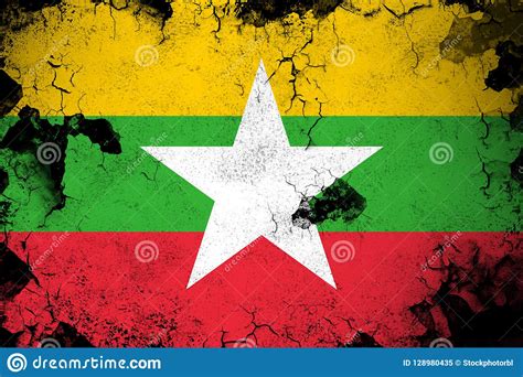 Myanmar Rusty And Grunge Flag Illustration Stock Illustration ...