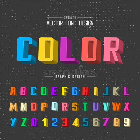 3d Font Color And Alphabet Vector Writing Square Typeface Letter