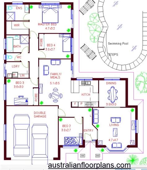Housing in australia can be expensive, with many different dwelling types to choose from, depending on your lifestyle preferences and budget. 4 Bedroom L Shaped House Plan:183 CLM with double garage ...