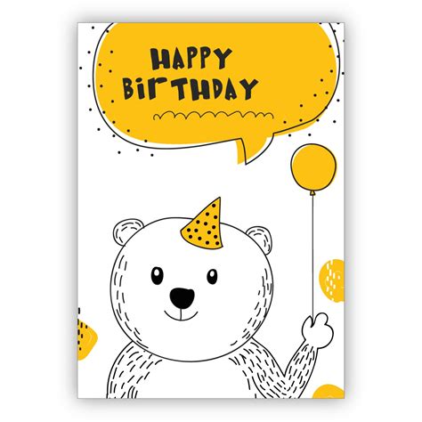 Geburtstagswünsche, kurz, lustig, originell versschmiede. Lustige Geburtstagskarte mit kleinem Bär und Ballon nicht ...