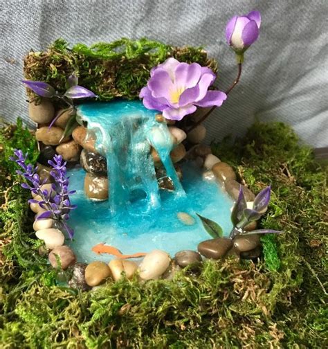 Fairy Garden Pond With Waterfall Mini Etsy Pond Waterfall Fairy Garden Mini Garden