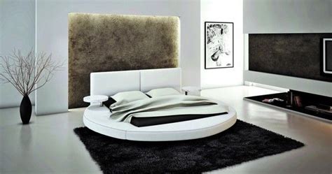 Modrest Modern White Bonded Leather Round Queen Size Bed Frame Round