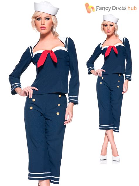 Ladies Pin Up Sailor Girl Costume Adults 1950s Navy Fancy