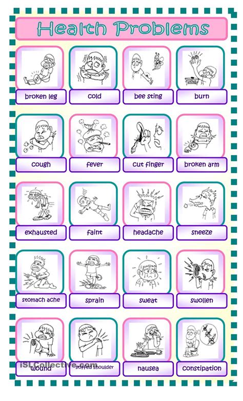 .vocabulary about illnesses sentence structure: Valme's English Corner: Health and illness Vocabulary