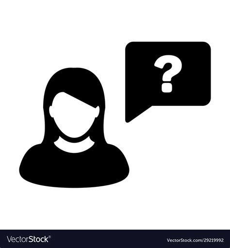 Question Mark Icon Female Person Profile Avatar Vector Image