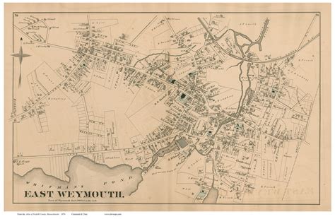 East Weymouth Massachusetts 1876 Old Town Map Reprint Norfolk Co
