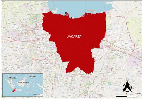 Map Of Jakarta The Maps Inset Shows The Position Of Jakarta In