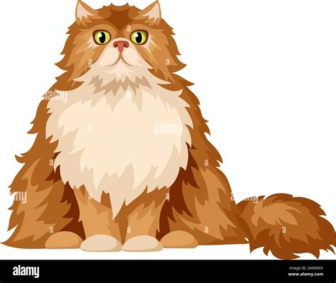 Vector Illustration Of A Fluffy Persian Cat Isolated On A White