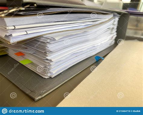 Extreamly Close Up The Stacking Of Office Working Document With Paper