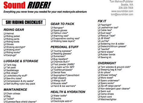 The comprehensive adventure motorcycle packing list motorcycle camping. Giant Loop Tech Tip: Soundrider.com Shares Packing List ...