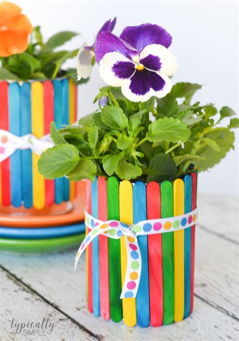 Pot flower picture in pencil and more flower sketch drawing art. Craft Stick Flower Pots - Typically Simple