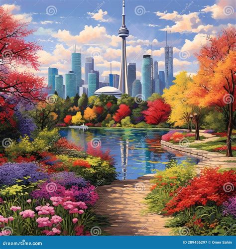 Enchanting Botanical Garden in Full Bloom with Serene Waterfront