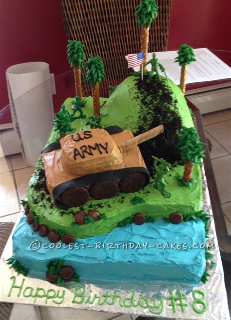 After much deliberation i decided on cupcakes. Coolest Army Tank 8th Birthday Cake