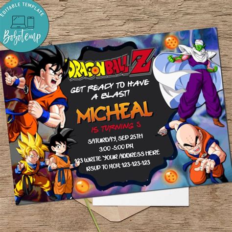 Where to customize dragon ball birthday invitations online or buy cheap invites. Dragon Ball Birthday Invitation Dragonball Z Invitation ...