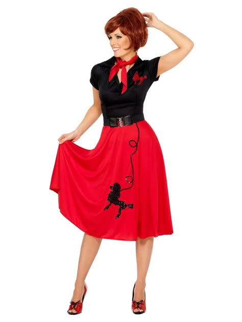50er kostume 50ér kjole sort rød