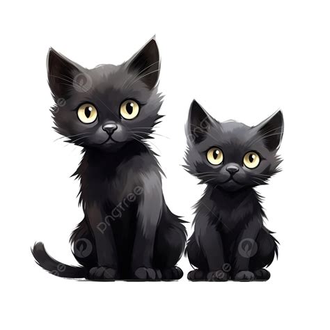 Cute Black Cats Monochrome Cats Black Png Transparent Image And