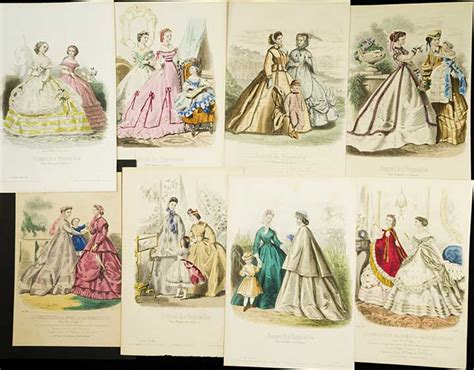 Vintage fashion print description this hand colored lithograph print is from godey's lady's book. 38 FASHION PLATES, PARIS, 1860s