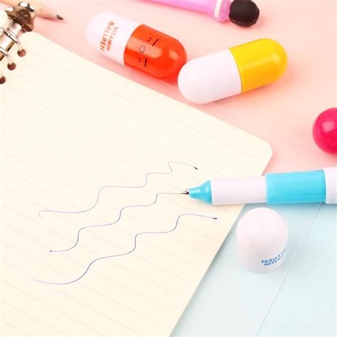 Buy 6pcs Vitamin Ballpen Cute Expression Capsule Ballpoint Pens Blue