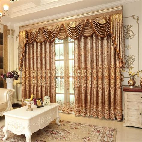 Luxury European Embroidered Curtains For Living Room Coffee Curtains