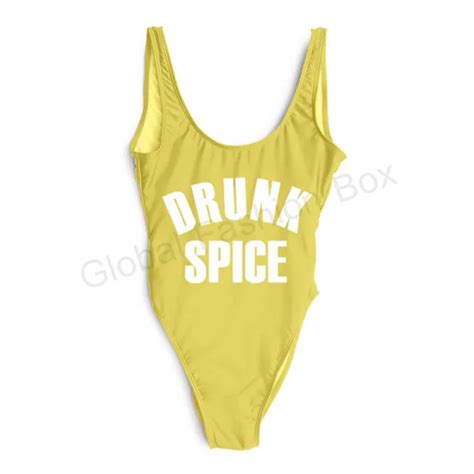 Buy One Piece Swimsuit Letter Drunk Spice Swimwear Bathing Suit Sexy Swimming