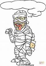 Coloring Mummy Scary Zombie Tongue Hanging Printable Drawing Paper Supercoloring sketch template