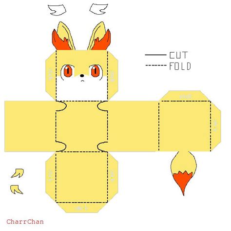 Fennekin Template Papercraft Papercraft Pokemon Pokemon Craft Pokemon