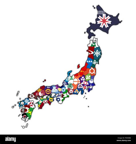 Territorio De Las Prefecturas De Japón En El Mapa Con Las Divisiones