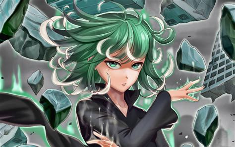 Download Wallpapers Tatsumaki 4k Manga Artwork One Punch Man Girl With Green Hair For