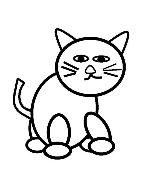 Cat for kids : simple drawing - Cats Kids Coloring Pages