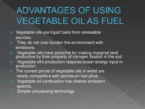 Vegetable Oil As An Engine Fuel