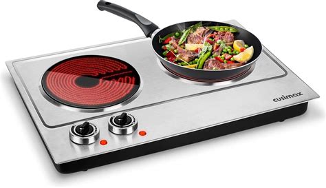 Cusimax Electric Stove Electric Cooktop Double Hot Plate Portable