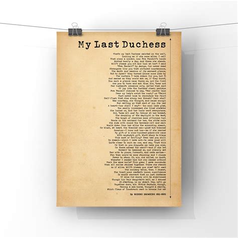My Last Duchess Poem By Robert Browning Poster Print Etsy