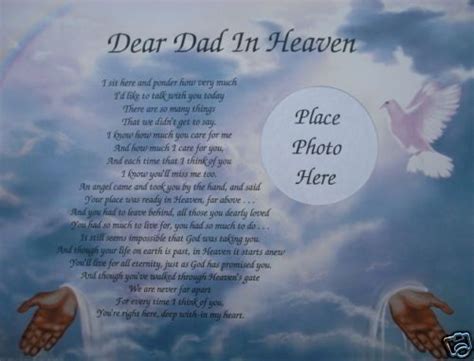 Dear Dad In Heaven Poem In Loving Memory Memorial Verse On