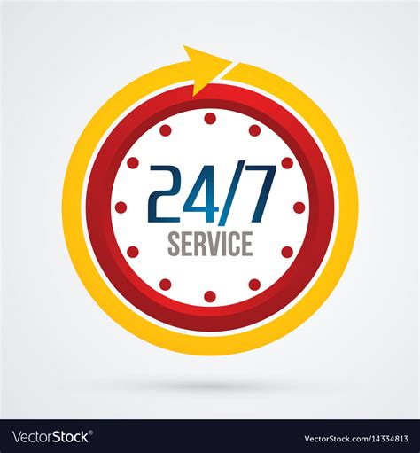 Clock 24 Hours A Day And 7 Days Service Royalty Free Vector