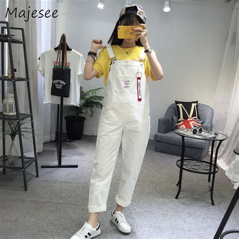 Lovely Letter Embroidery Cute Korean Style Jumpsuits Casual Denim