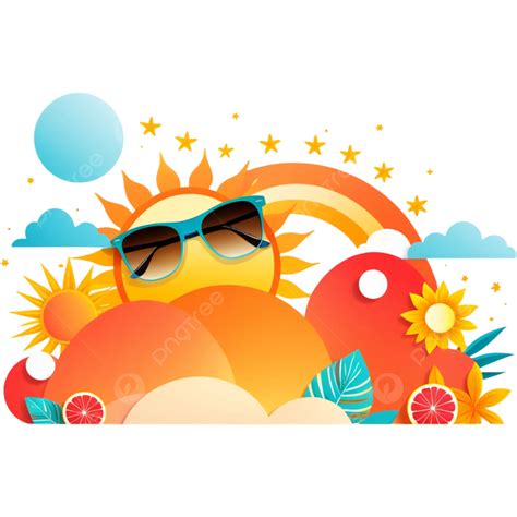 pancarta de verano con gafas de sol y sol png ilustración elemento gafas de sol png imagen
