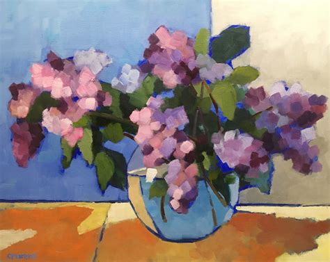 Large Colorful Still Life Oil Painting On Canvas Lilacs Rendered