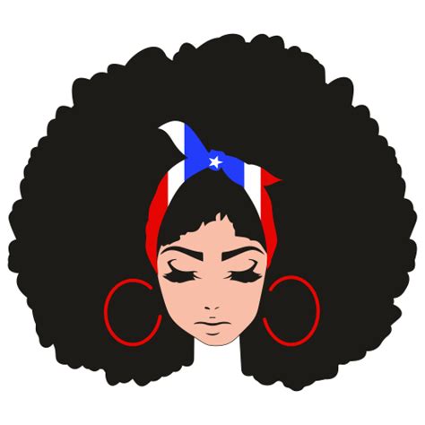 Afro Latina With Puerto Rico Headband Svg Afro Latina Svg Afro