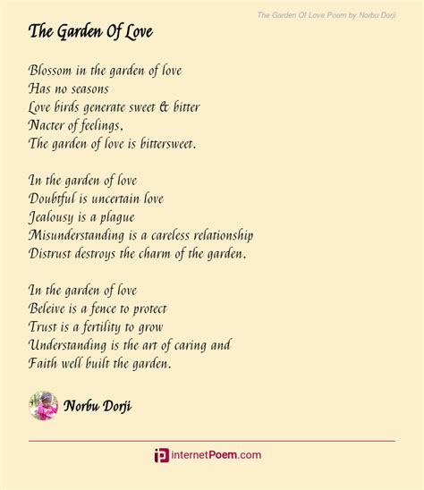 The Garden Of Love Poem By Norbu Dorji