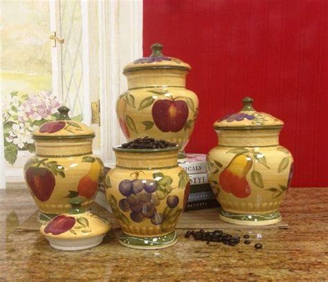 European Style Tuscan Fruit Grape Kitchen 4 Pc Canister Set By Ack
